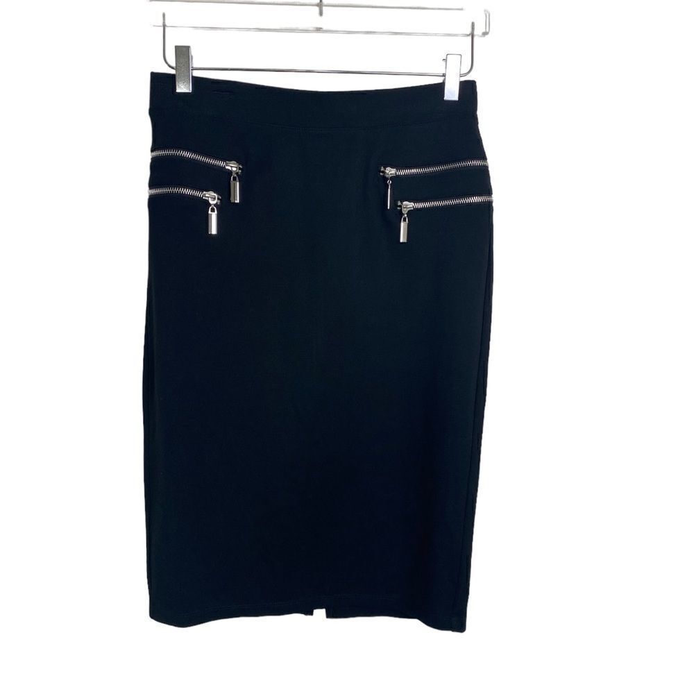 Jennifer Lopez S pencil skirt black stretchy with zipper accents